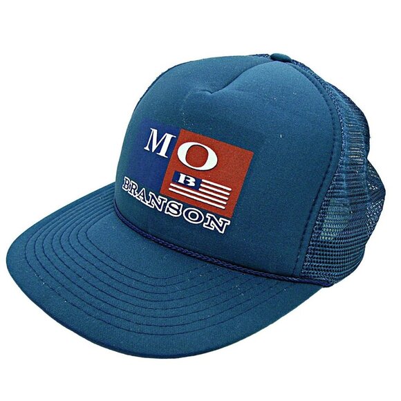 Vintage Branson Missouri Snapback Trucker Hat by Headmost Navy Blue Mesh OSFA - Picture 1 of 9